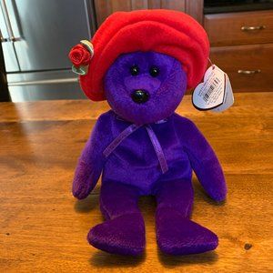 Ty Beanie Baby -RUBY- The Red Hat Society Bear